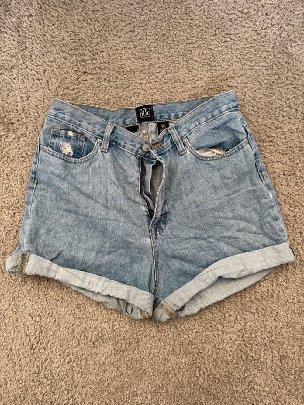 BDG/Urban Outfitters - Light Blue High-Rise Rolled Cuff Denim Shorts